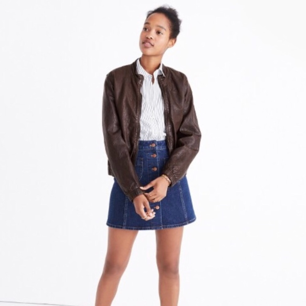 Madewell Leather Aviator Bomber Jacket NEW